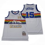 Maillot Denver Nuggets Carmelo Anthony NO 15 Mitchell & Ness 2003-04 blanc